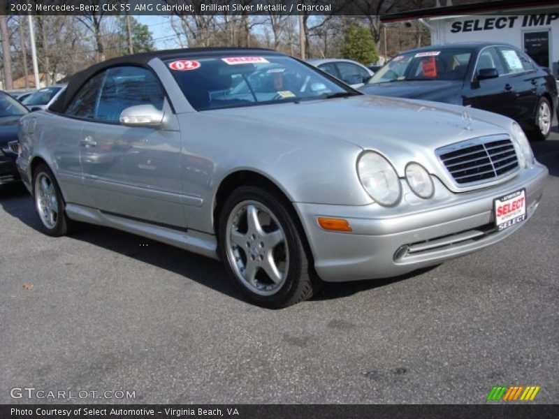 Brilliant Silver Metallic / Charcoal 2002 Mercedes-Benz CLK 55 AMG Cabriolet