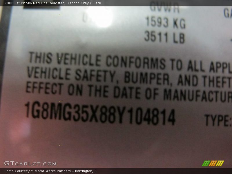 Techno Gray / Black 2008 Saturn Sky Red Line Roadster