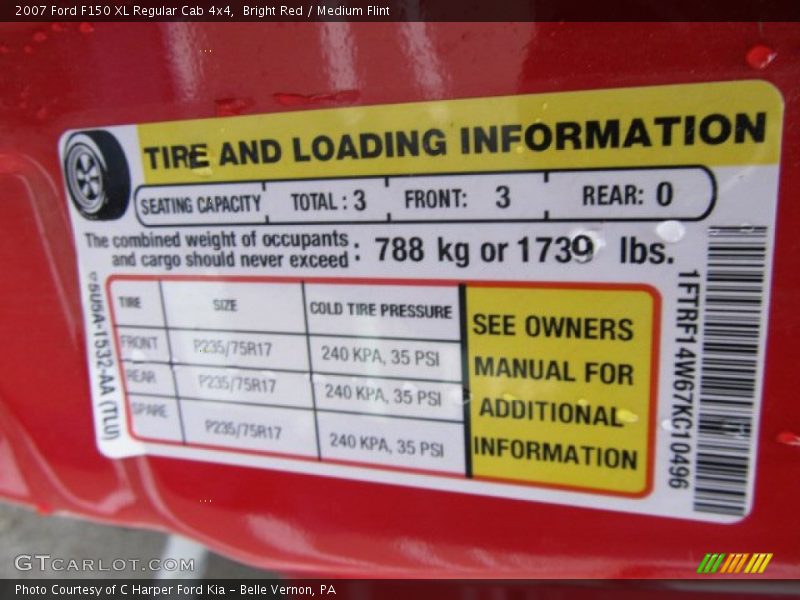 Bright Red / Medium Flint 2007 Ford F150 XL Regular Cab 4x4