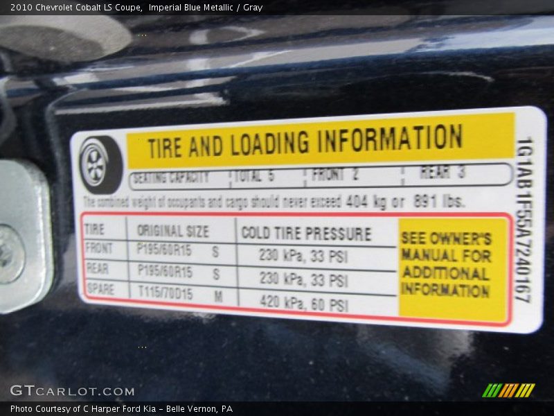 Imperial Blue Metallic / Gray 2010 Chevrolet Cobalt LS Coupe
