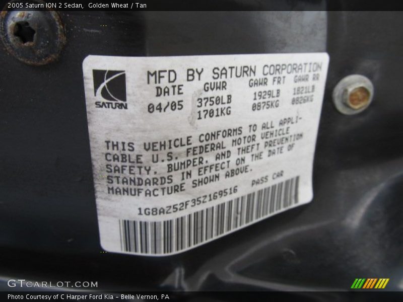 Golden Wheat / Tan 2005 Saturn ION 2 Sedan