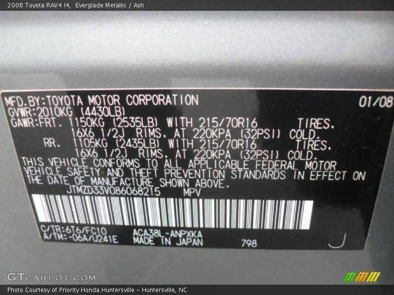 2008 RAV4 I4 Everglade Metallic Color Code 6T6