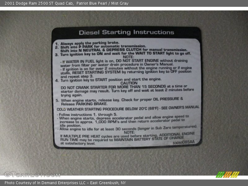 Patriot Blue Pearl / Mist Gray 2001 Dodge Ram 2500 ST Quad Cab