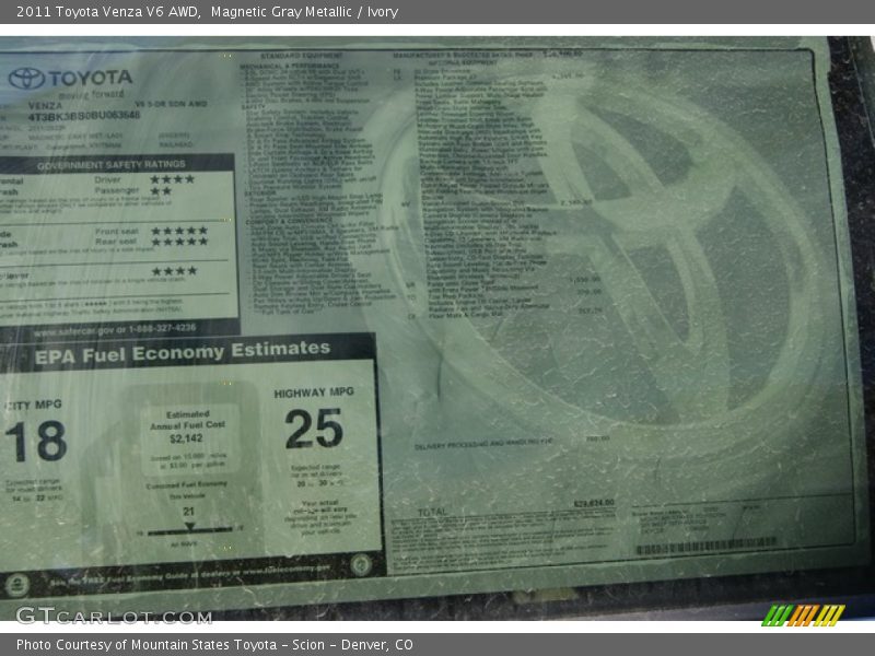 Magnetic Gray Metallic / Ivory 2011 Toyota Venza V6 AWD