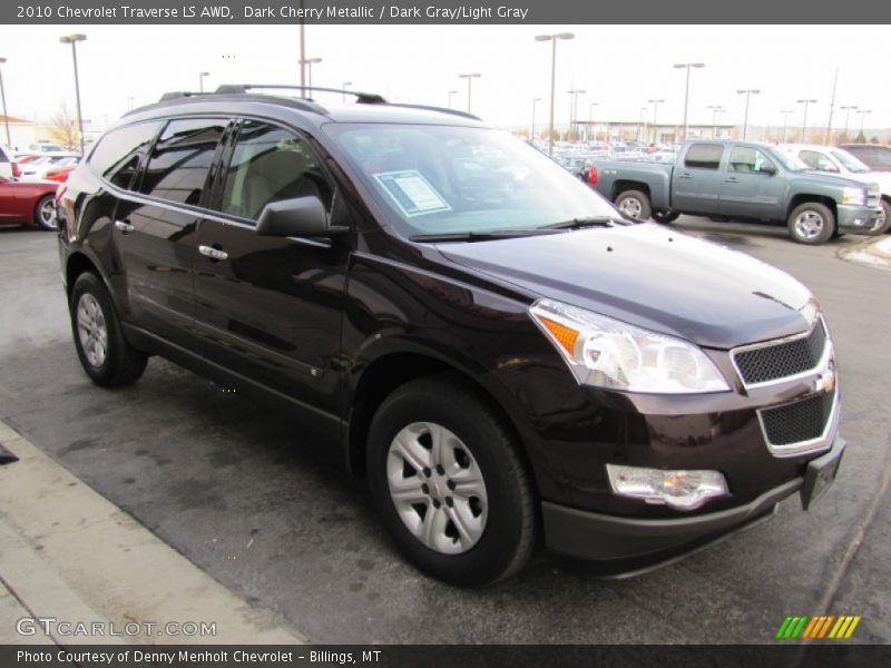 Dark Cherry Metallic / Dark Gray/Light Gray 2010 Chevrolet Traverse LS AWD