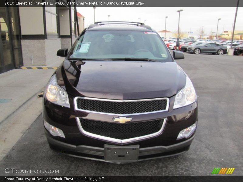 Dark Cherry Metallic / Dark Gray/Light Gray 2010 Chevrolet Traverse LS AWD