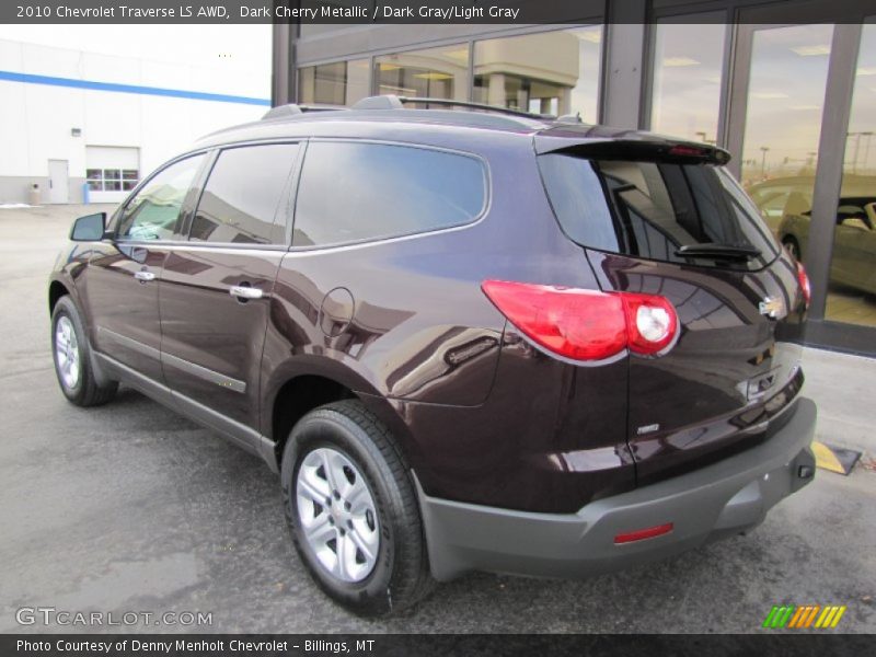 Dark Cherry Metallic / Dark Gray/Light Gray 2010 Chevrolet Traverse LS AWD