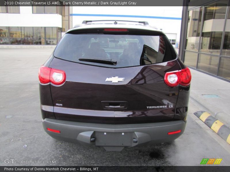 Dark Cherry Metallic / Dark Gray/Light Gray 2010 Chevrolet Traverse LS AWD