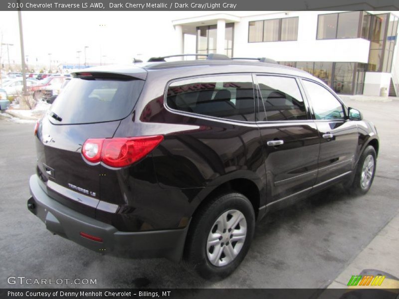 Dark Cherry Metallic / Dark Gray/Light Gray 2010 Chevrolet Traverse LS AWD