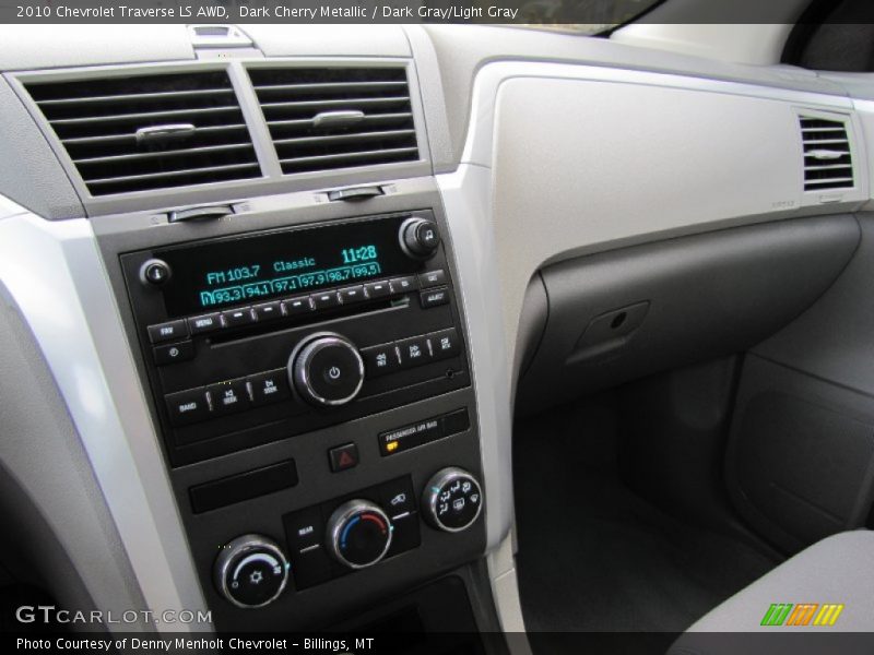 Dark Cherry Metallic / Dark Gray/Light Gray 2010 Chevrolet Traverse LS AWD