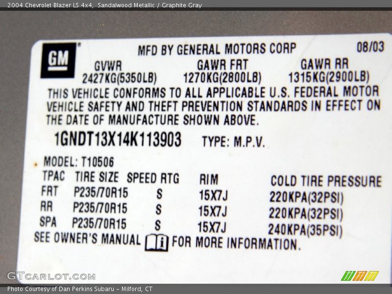 Sandalwood Metallic / Graphite Gray 2004 Chevrolet Blazer LS 4x4