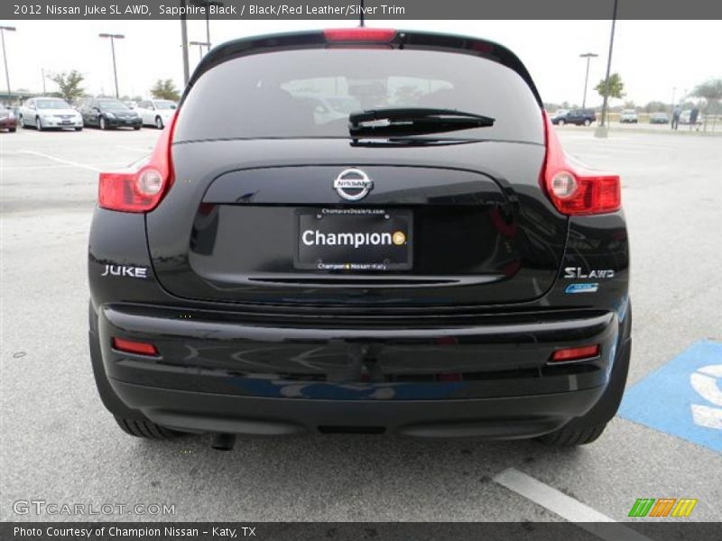Sapphire Black / Black/Red Leather/Silver Trim 2012 Nissan Juke SL AWD
