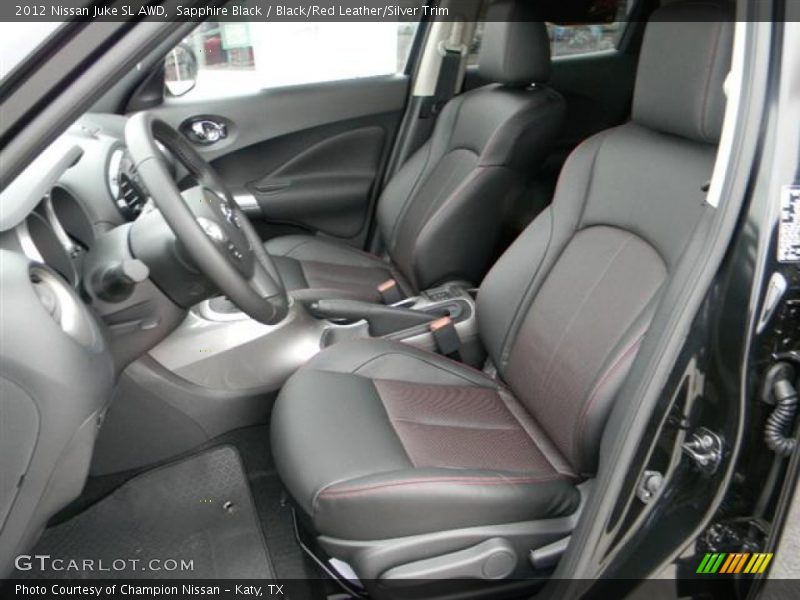  2012 Juke SL AWD Black/Red Leather/Silver Trim Interior