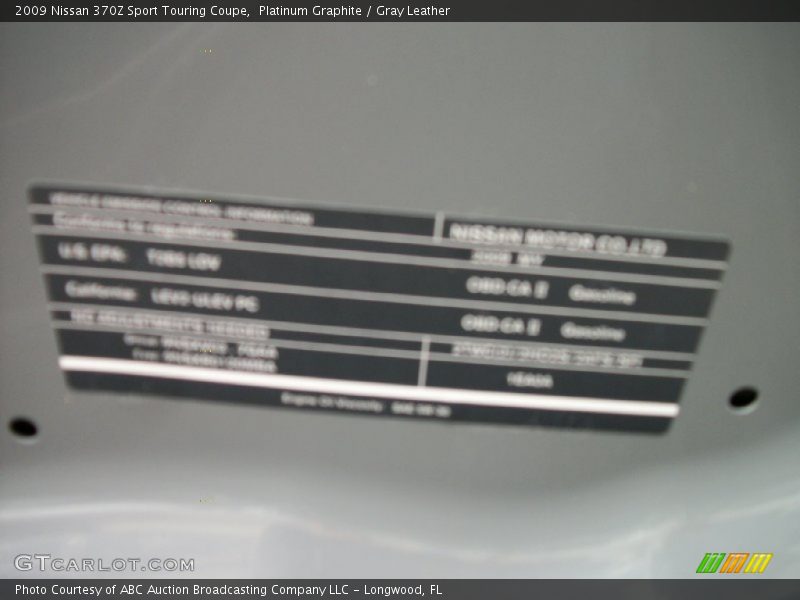 Platinum Graphite / Gray Leather 2009 Nissan 370Z Sport Touring Coupe