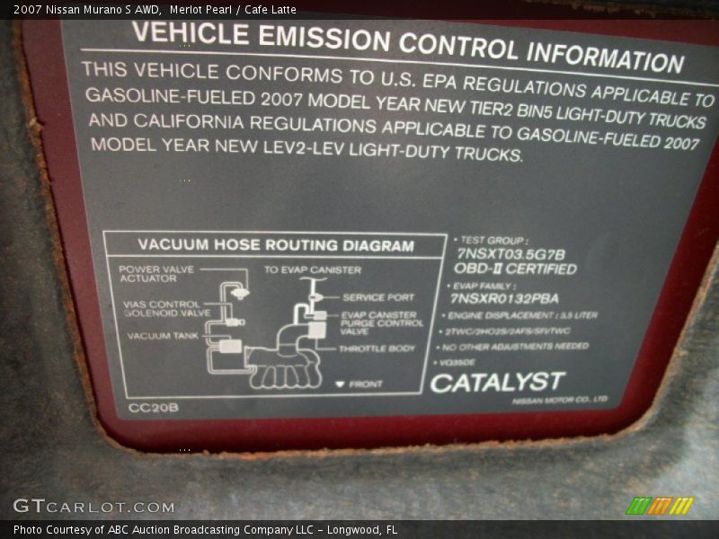 Merlot Pearl / Cafe Latte 2007 Nissan Murano S AWD