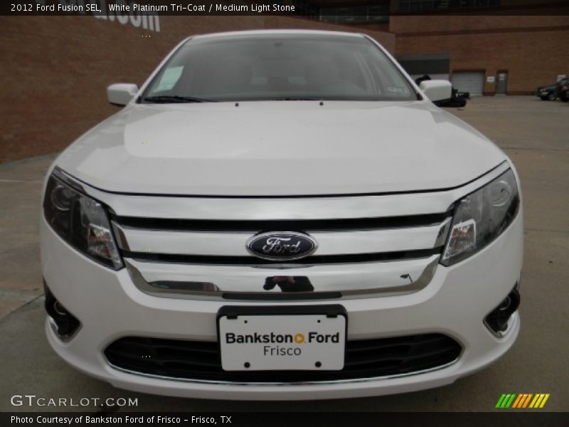 White Platinum Tri-Coat / Medium Light Stone 2012 Ford Fusion SEL