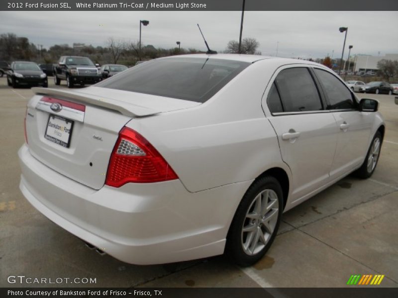 White Platinum Tri-Coat / Medium Light Stone 2012 Ford Fusion SEL