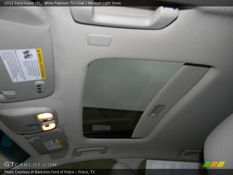 White Platinum Tri-Coat / Medium Light Stone 2012 Ford Fusion SEL