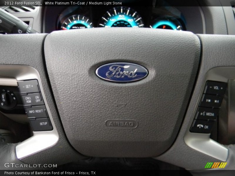 White Platinum Tri-Coat / Medium Light Stone 2012 Ford Fusion SEL