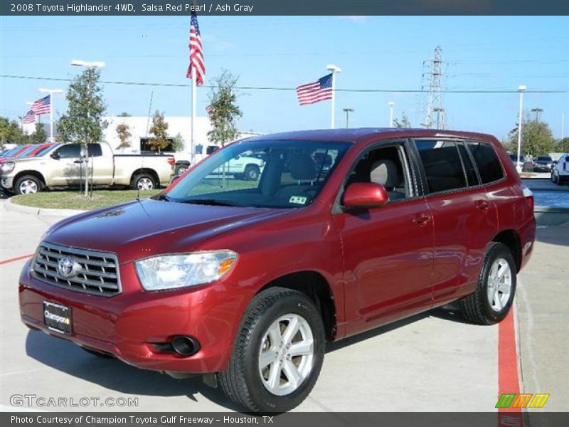Salsa Red Pearl / Ash Gray 2008 Toyota Highlander 4WD