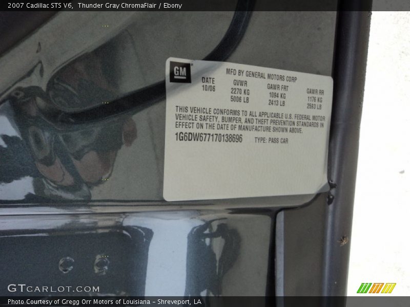 Thunder Gray ChromaFlair / Ebony 2007 Cadillac STS V6