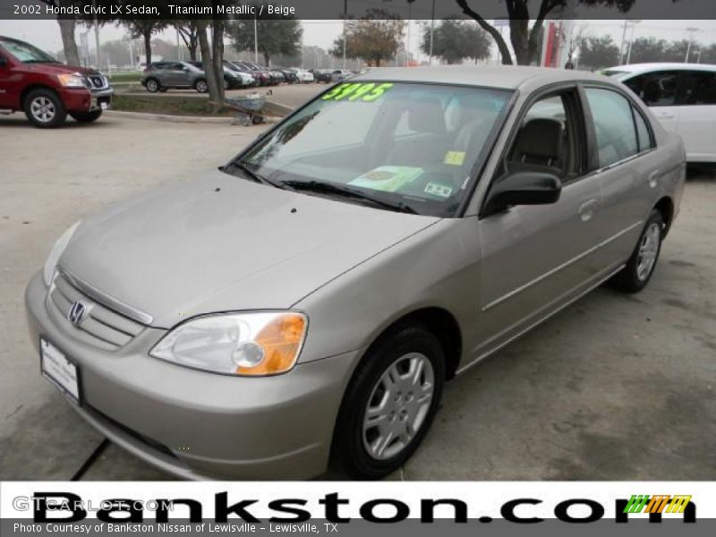 Titanium Metallic / Beige 2002 Honda Civic LX Sedan