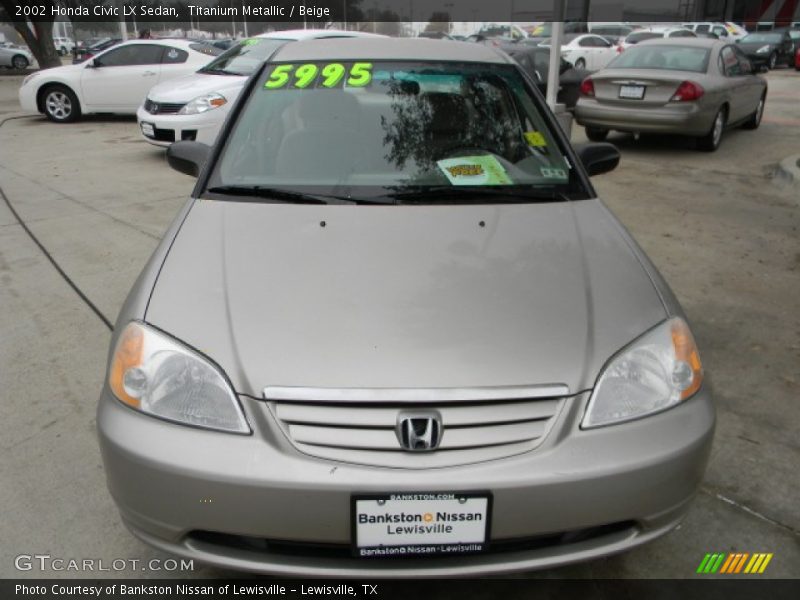 Titanium Metallic / Beige 2002 Honda Civic LX Sedan