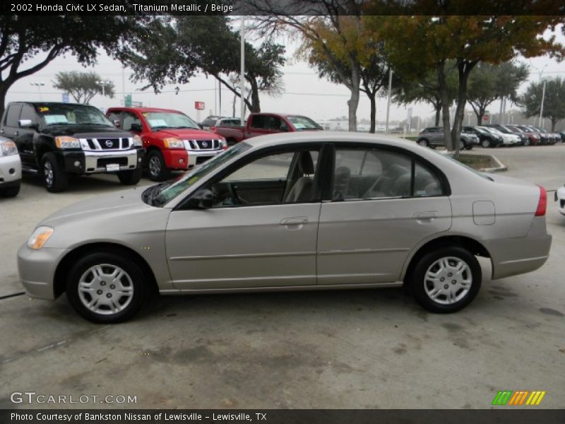 Titanium Metallic / Beige 2002 Honda Civic LX Sedan