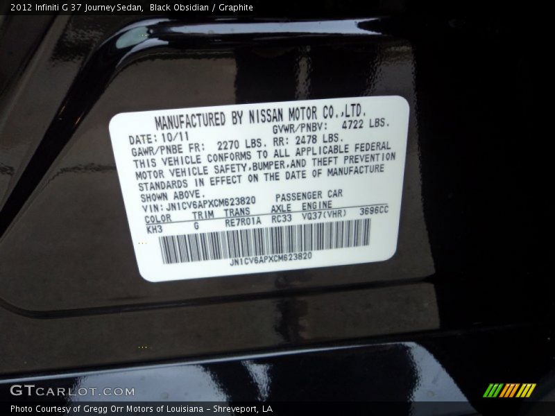 KH3 - 2012 Infiniti G 37 Journey Sedan