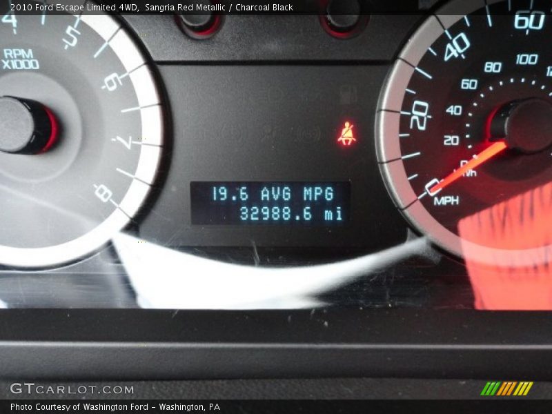 Sangria Red Metallic / Charcoal Black 2010 Ford Escape Limited 4WD