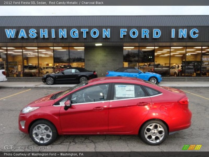Red Candy Metallic / Charcoal Black 2012 Ford Fiesta SEL Sedan