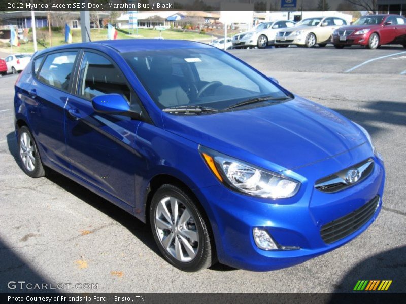 Marathon Blue / Black 2012 Hyundai Accent SE 5 Door