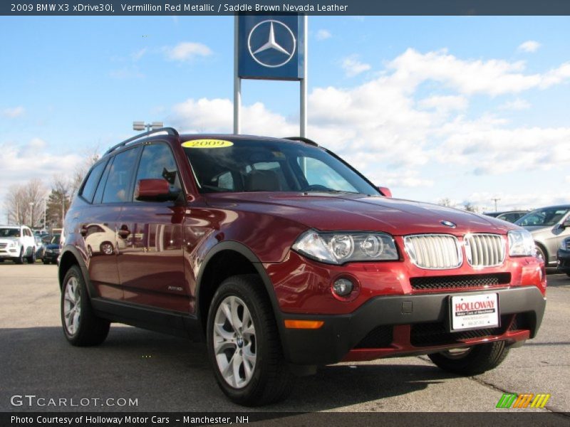 Vermillion Red Metallic / Saddle Brown Nevada Leather 2009 BMW X3 xDrive30i