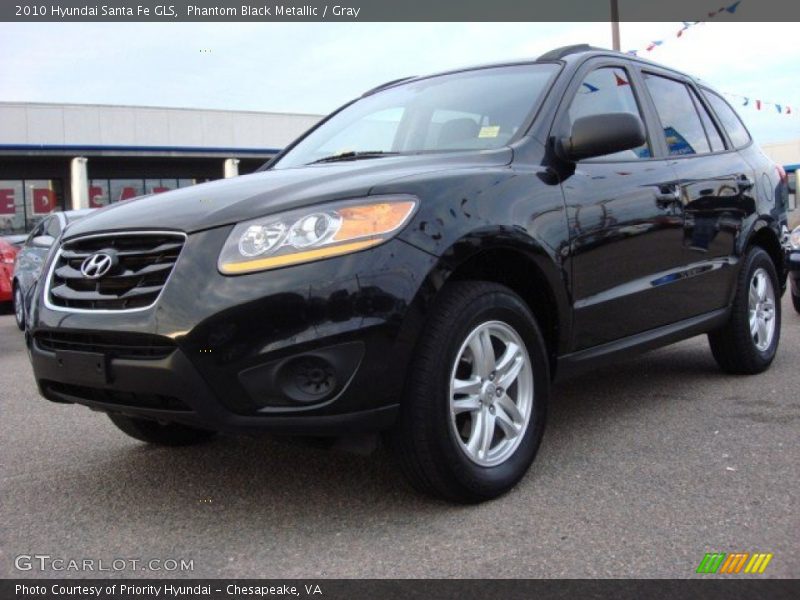 Phantom Black Metallic / Gray 2010 Hyundai Santa Fe GLS