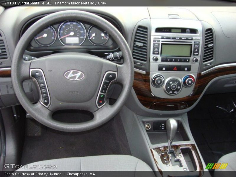 Phantom Black Metallic / Gray 2010 Hyundai Santa Fe GLS