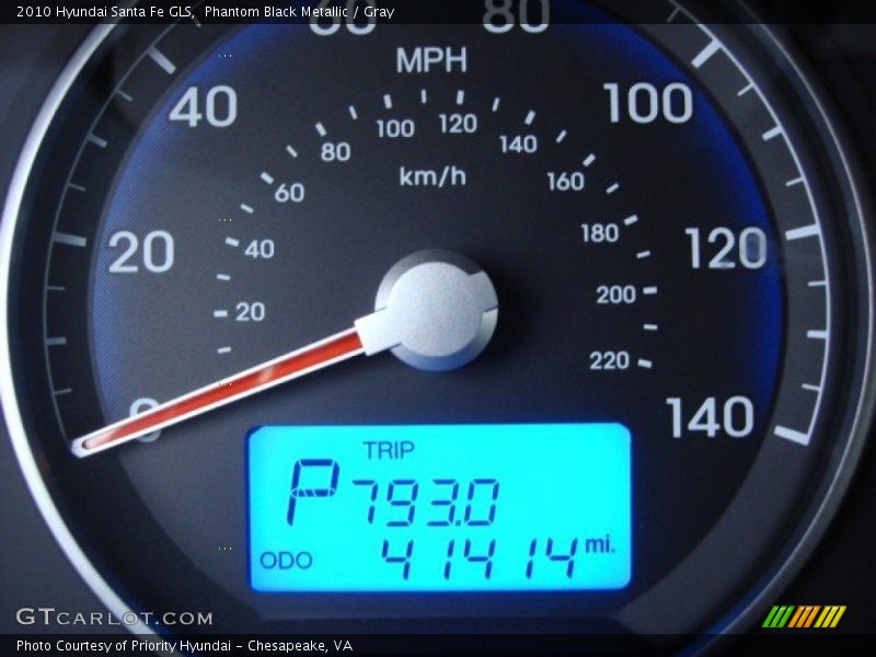 Phantom Black Metallic / Gray 2010 Hyundai Santa Fe GLS