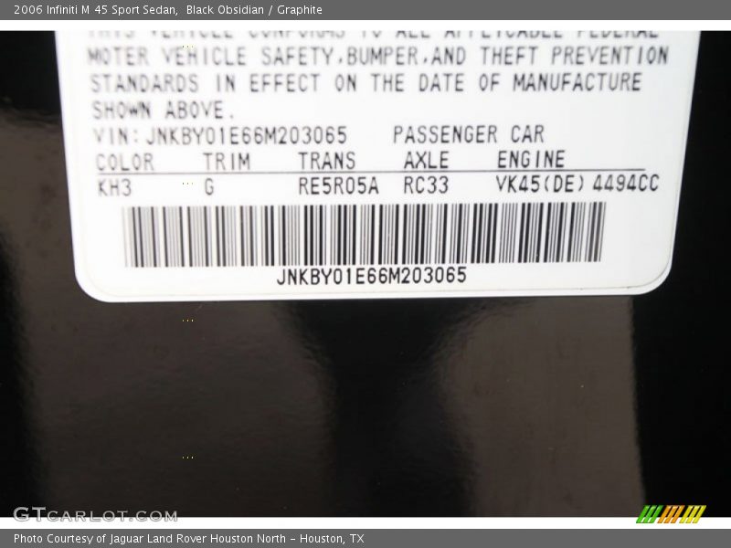 Black Obsidian / Graphite 2006 Infiniti M 45 Sport Sedan