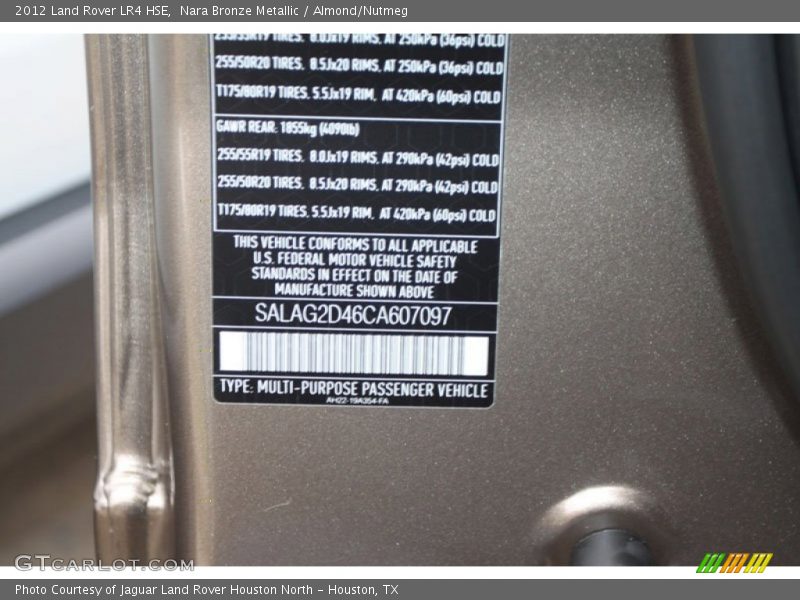 Nara Bronze Metallic / Almond/Nutmeg 2012 Land Rover LR4 HSE