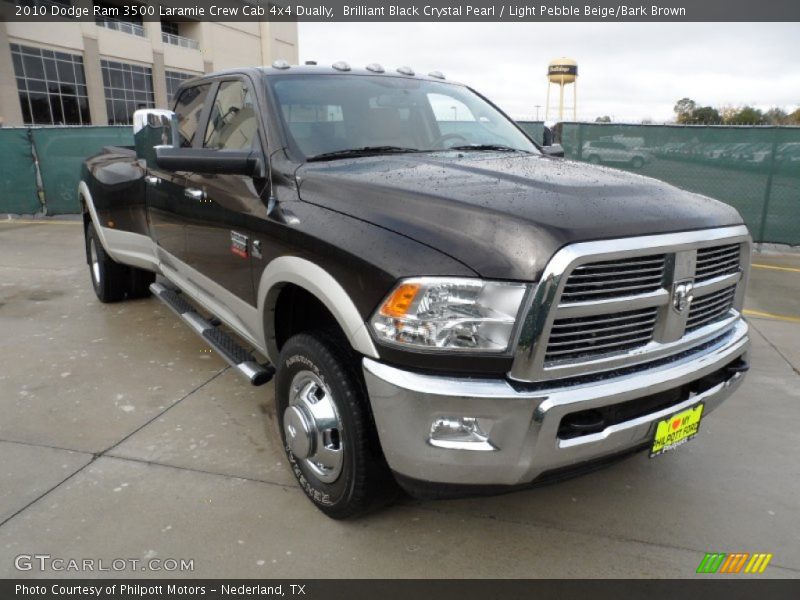 Brilliant Black Crystal Pearl / Light Pebble Beige/Bark Brown 2010 Dodge Ram 3500 Laramie Crew Cab 4x4 Dually