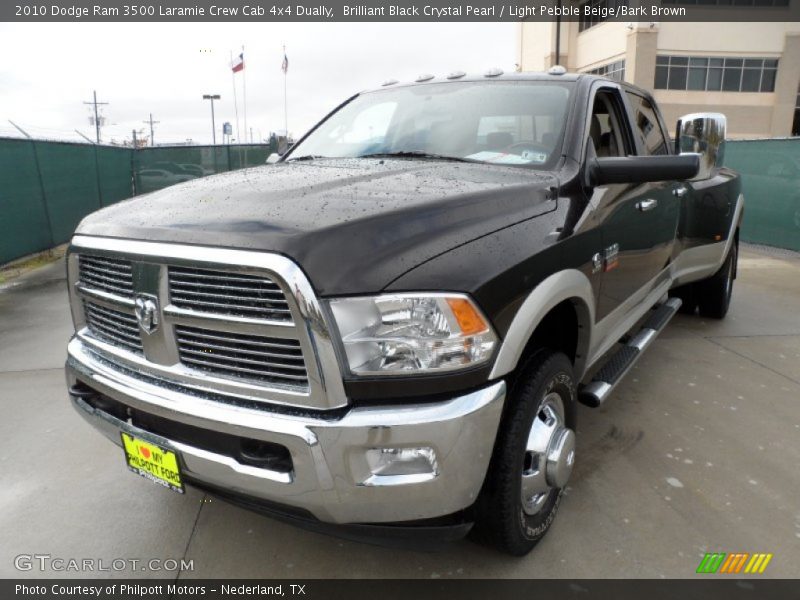 Brilliant Black Crystal Pearl / Light Pebble Beige/Bark Brown 2010 Dodge Ram 3500 Laramie Crew Cab 4x4 Dually