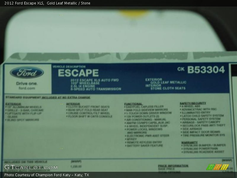 Gold Leaf Metallic / Stone 2012 Ford Escape XLS