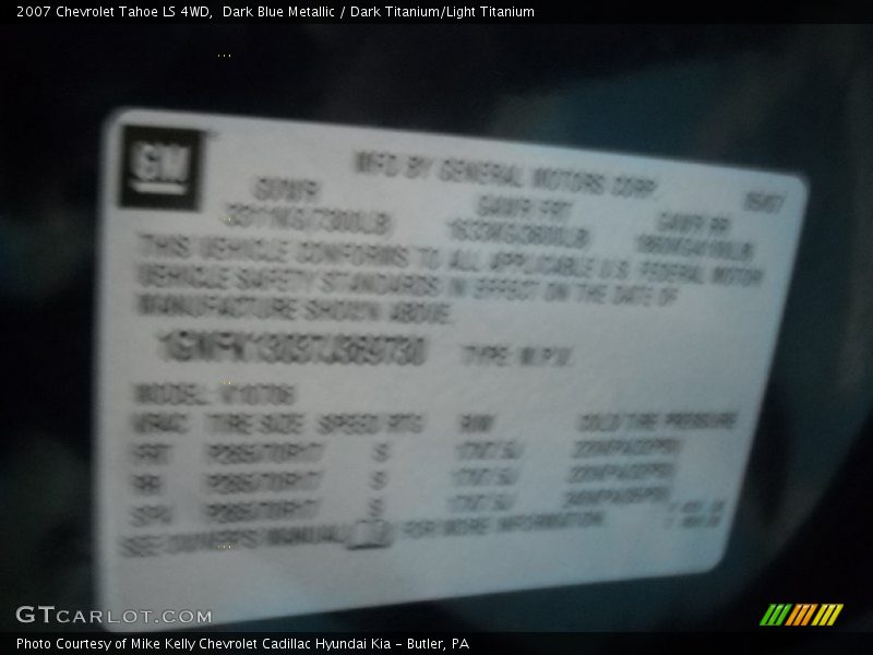 Dark Blue Metallic / Dark Titanium/Light Titanium 2007 Chevrolet Tahoe LS 4WD