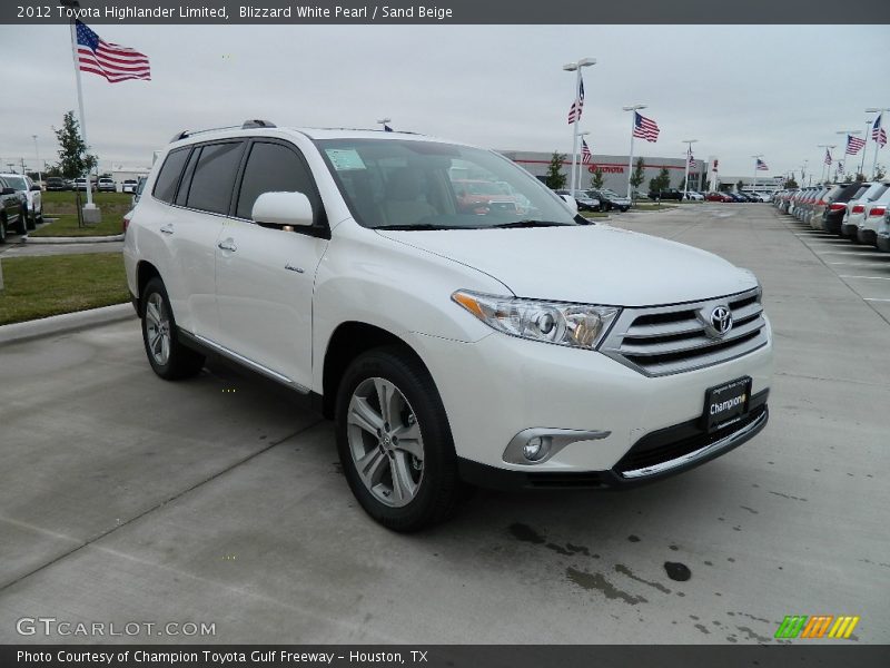 Blizzard White Pearl / Sand Beige 2012 Toyota Highlander Limited