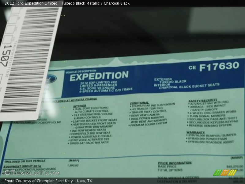  2012 Expedition Limited Window Sticker