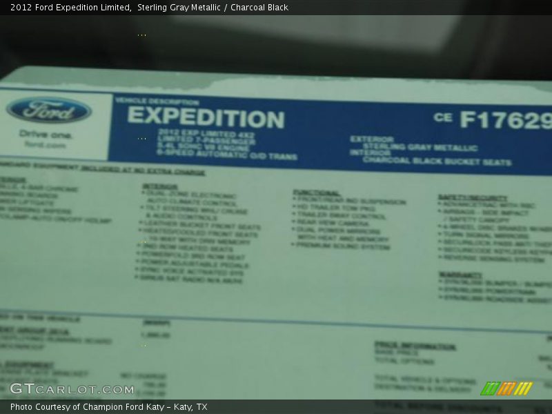  2012 Expedition Limited Window Sticker