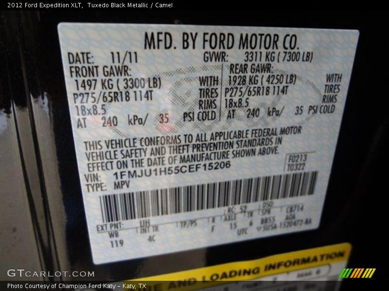 Tuxedo Black Metallic / Camel 2012 Ford Expedition XLT
