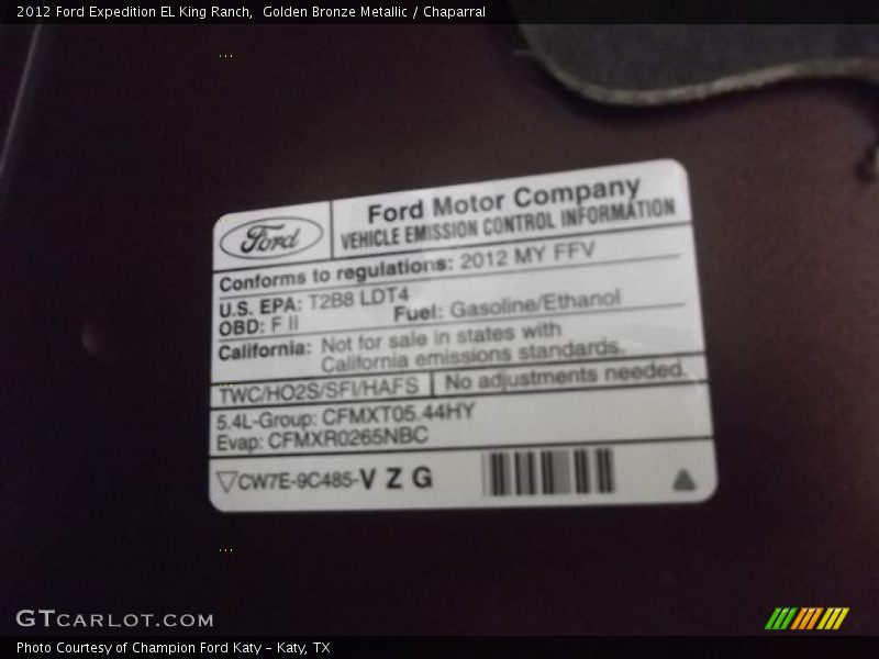 Golden Bronze Metallic / Chaparral 2012 Ford Expedition EL King Ranch