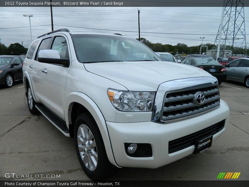 Blizzard White Pearl / Sand Beige 2012 Toyota Sequoia Platinum