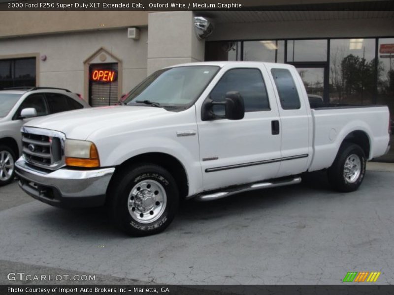Oxford White / Medium Graphite 2000 Ford F250 Super Duty XLT Extended Cab