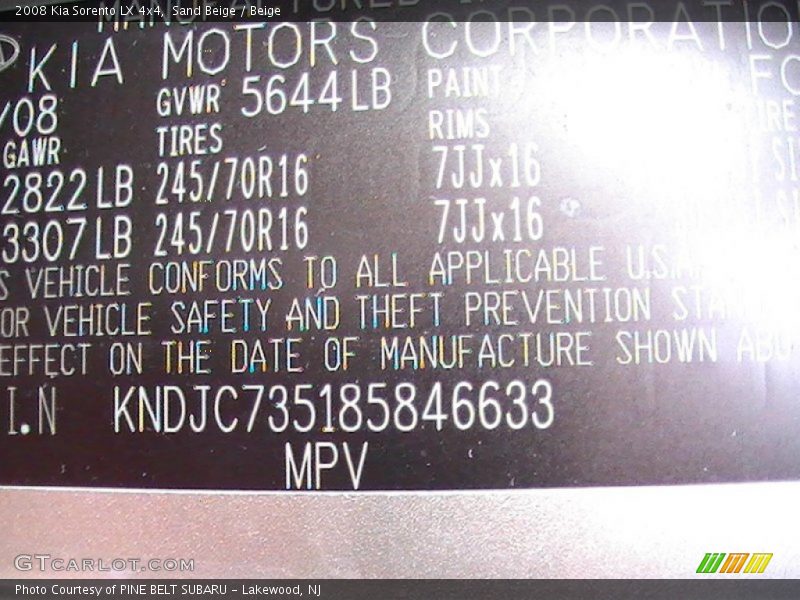 Sand Beige / Beige 2008 Kia Sorento LX 4x4